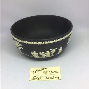 Rare Wedgewood Black Solid Jasper Ware Sacrificial Bowl Signed Mint!!